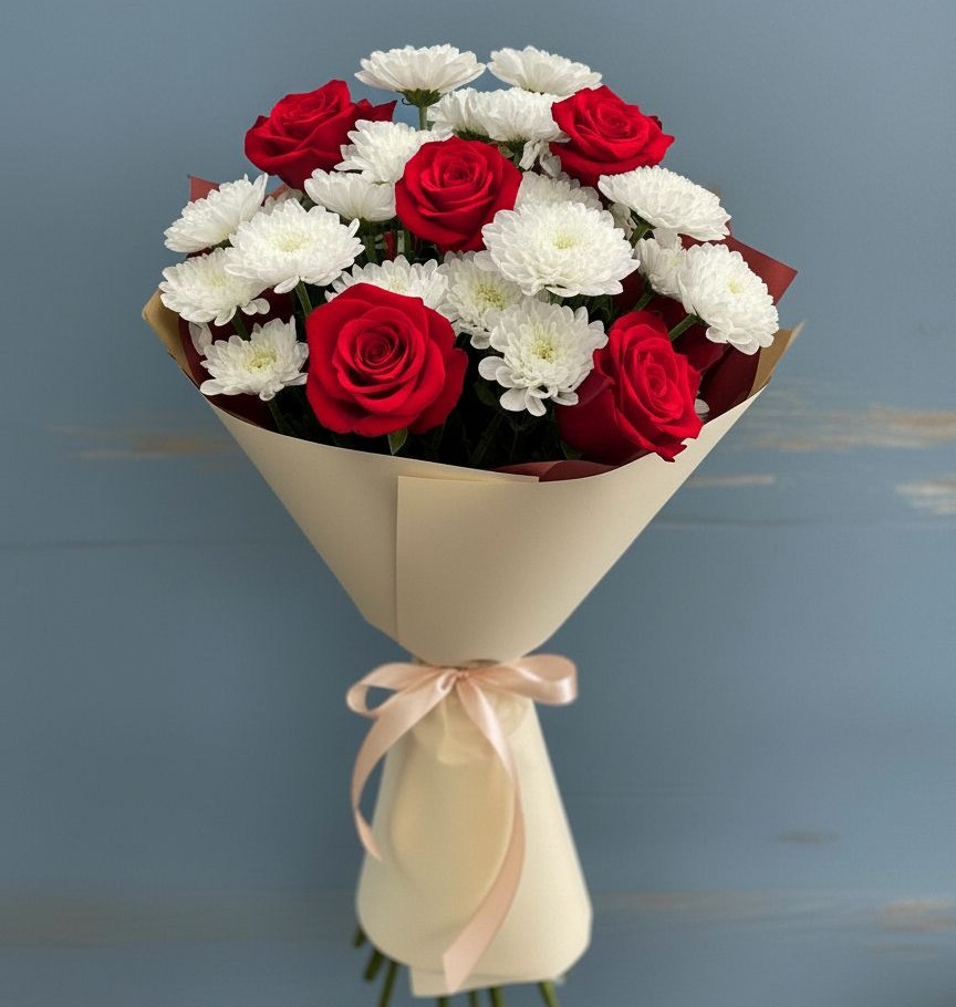 Букет цветов из: Розы и Хризантемы в Мосальске