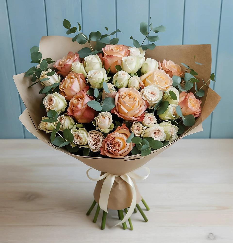 Букет цветов из: Альстромерии и Розы в Мосальске