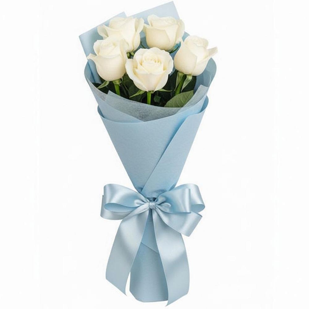 Букет 5 Белых роз Проуд в Мосальске