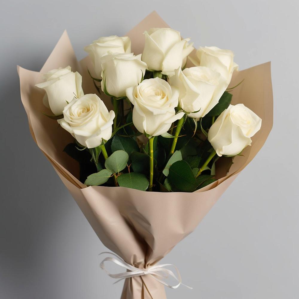 Букет 9 Белых роз Эдлесс Лав в Мосальске