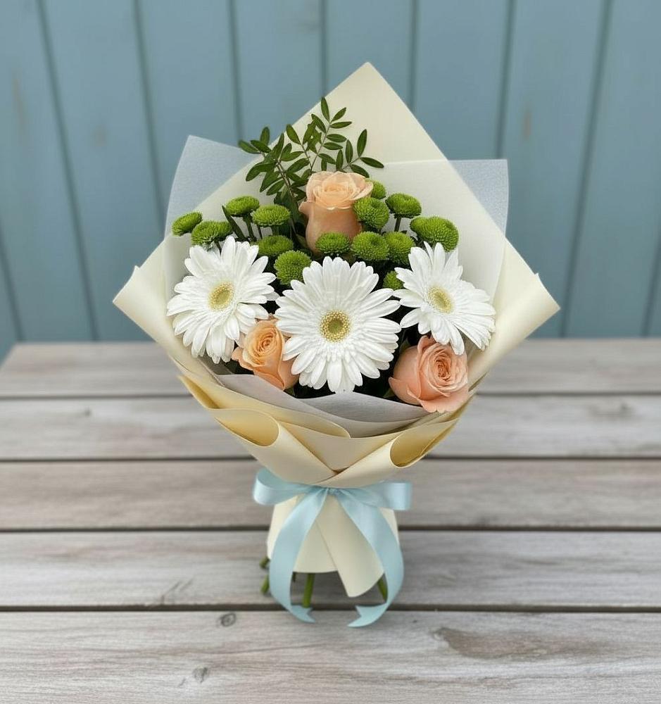 Букет цветов из: Герберы, Розы и Хризантемы в Мосальске
