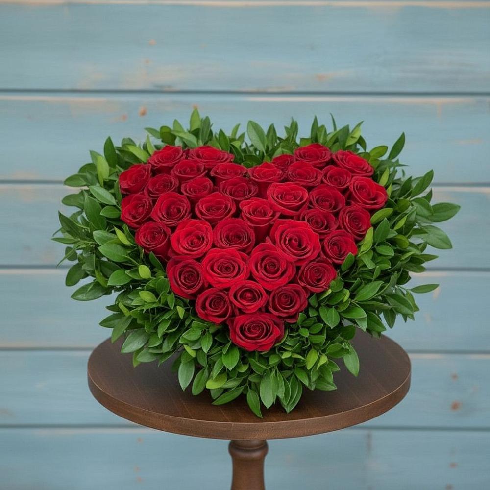 Цветочная композиция из Розы в виде сердца в Мосальске