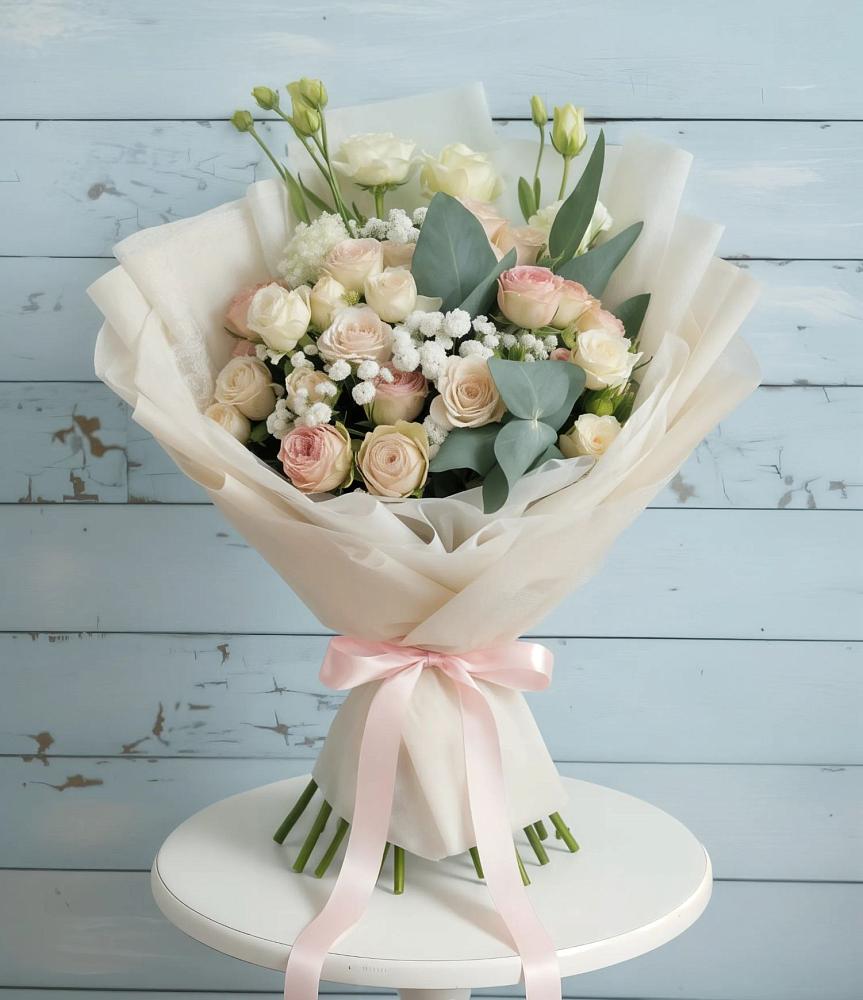 Букет цветов из: Розы и Лизиантусы в Мосальске