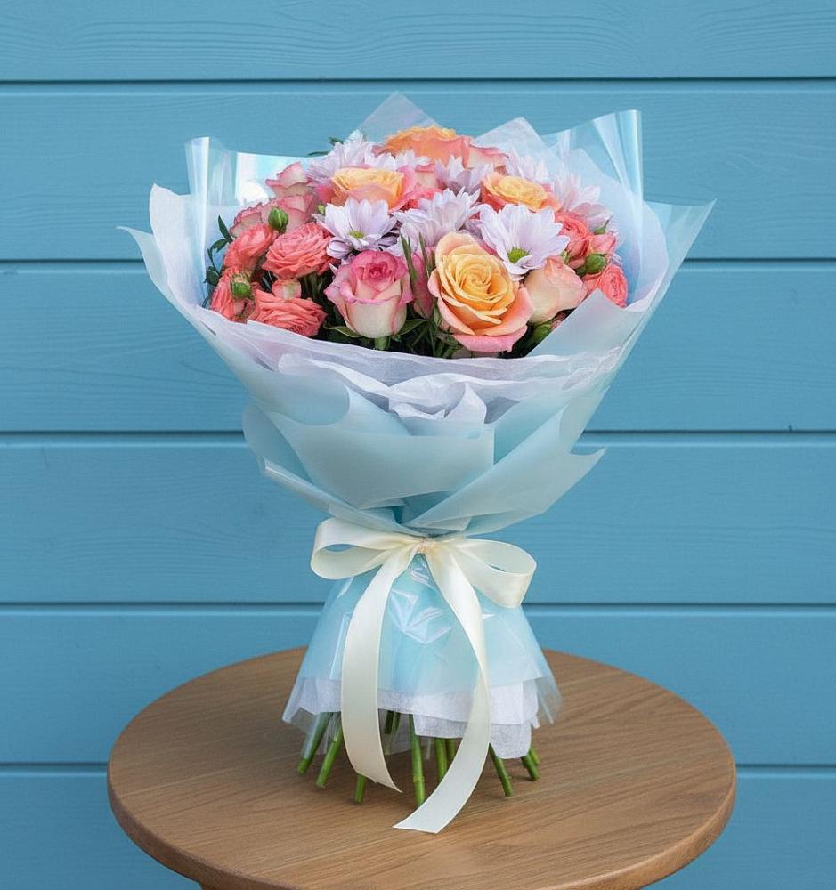 Букет цветов из: Хризантемы и Розы в Мосальске